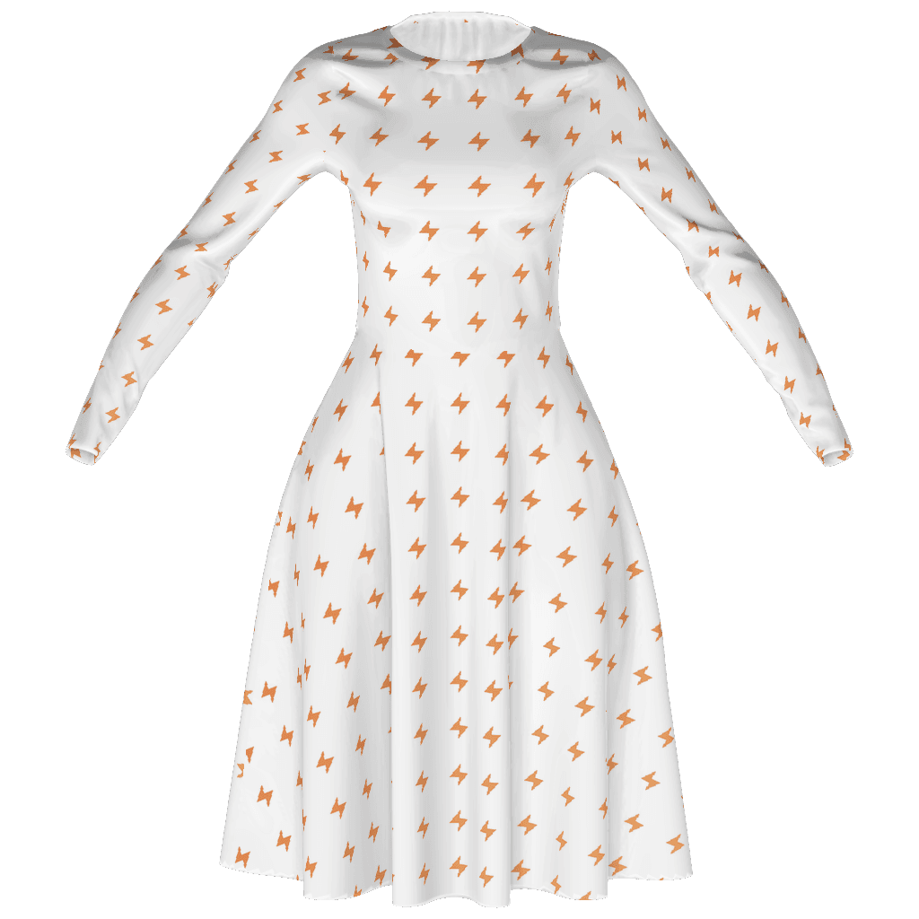 Printful 589 All-Over Print Long Sleeve Midi Dress